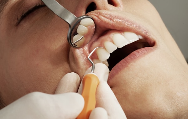Dentist consulting patient